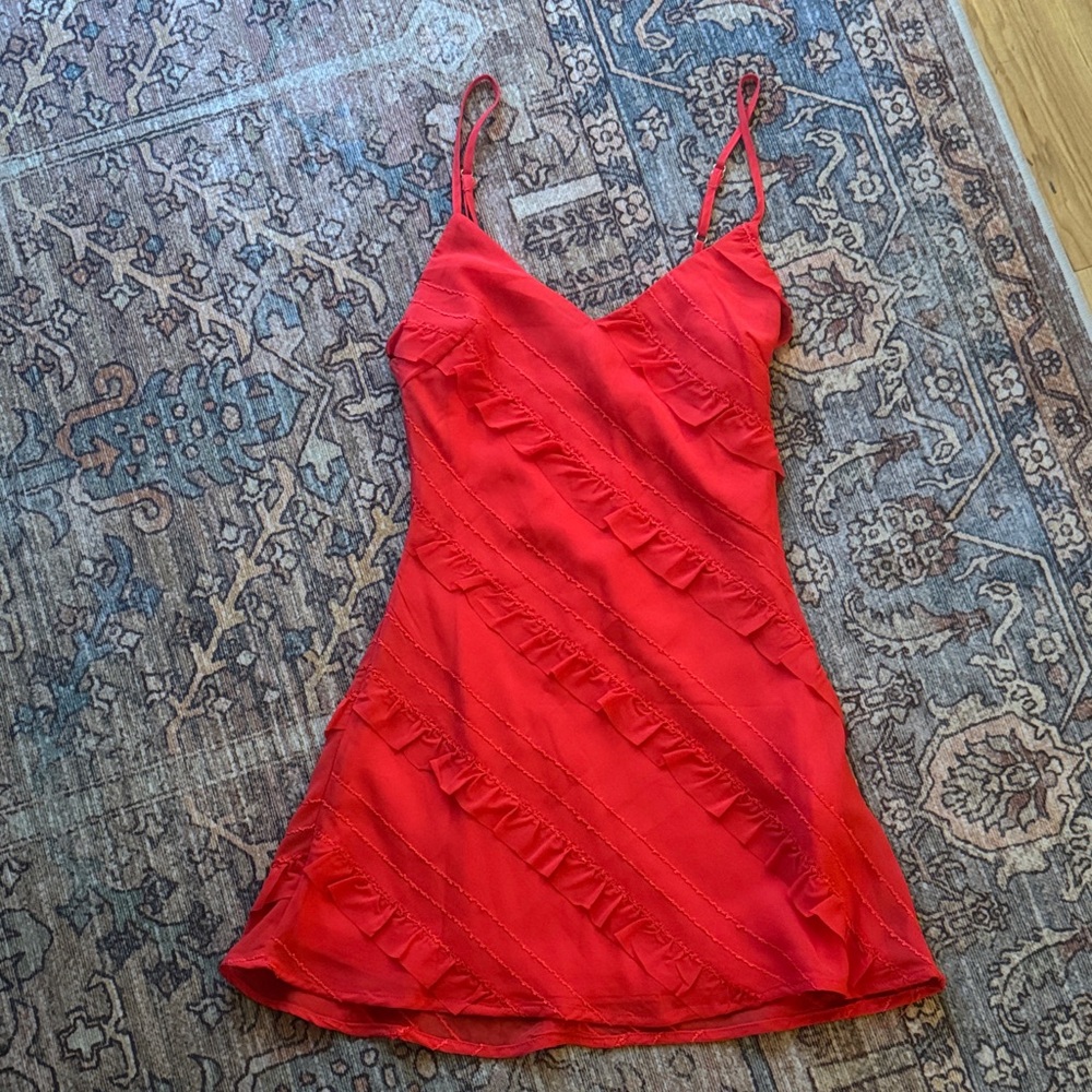 Princess Polly Red Ruffle Slip Mini Dress